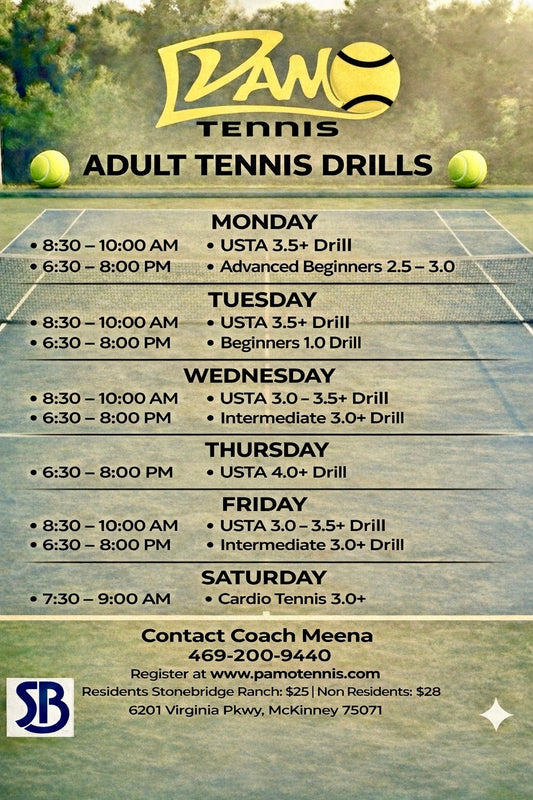 Adult Tennis Drills w/Meena